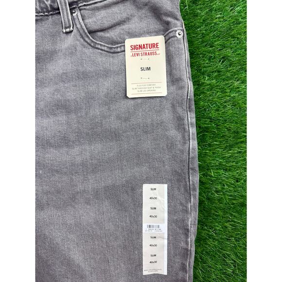 Levi Strauss Signature Slim Jeans Mens 40x30 Gray Denim Stretch Flex Comfort New - Picture 2 of 9